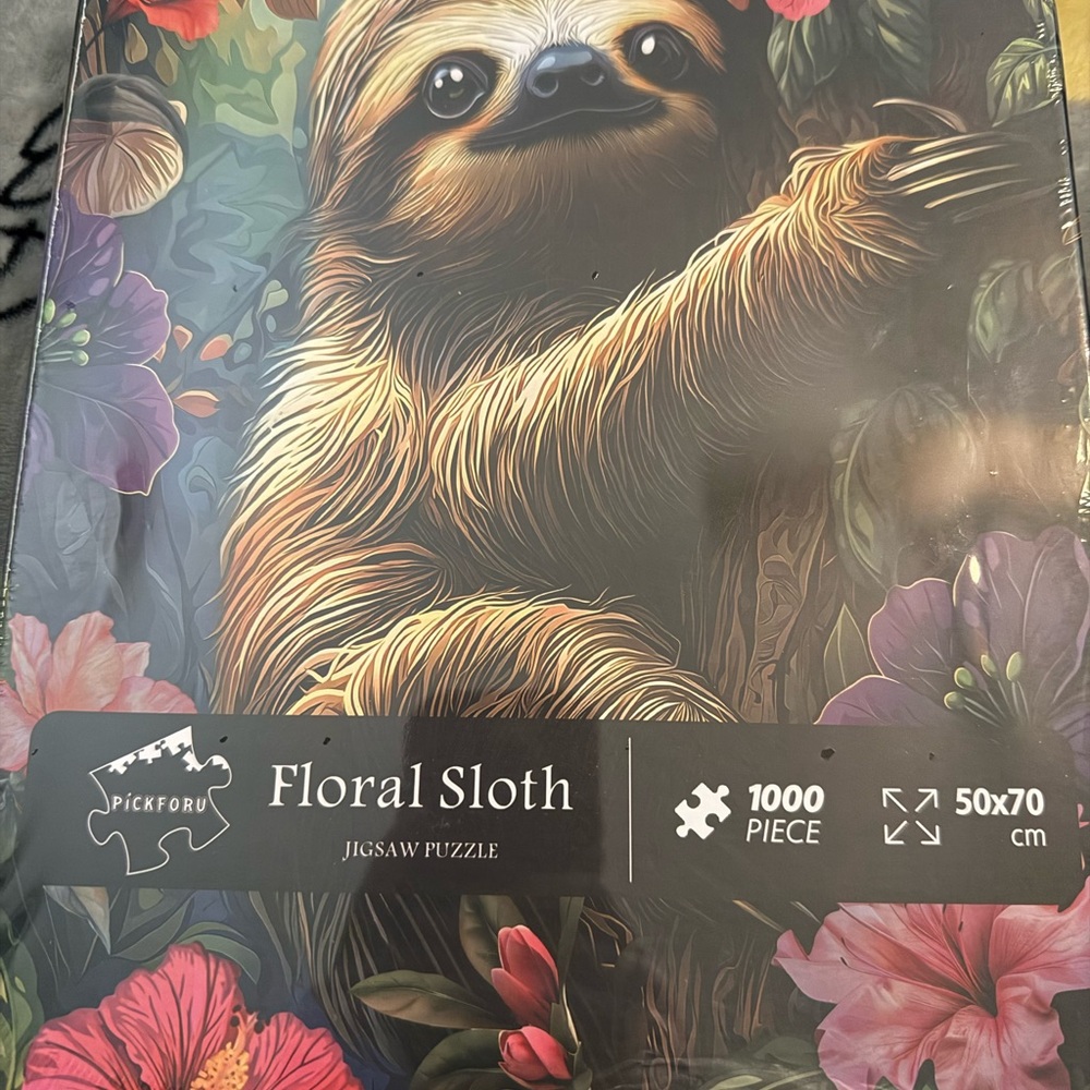 Floral Sloth Jigsaw Puzzle with sloth socks bundle